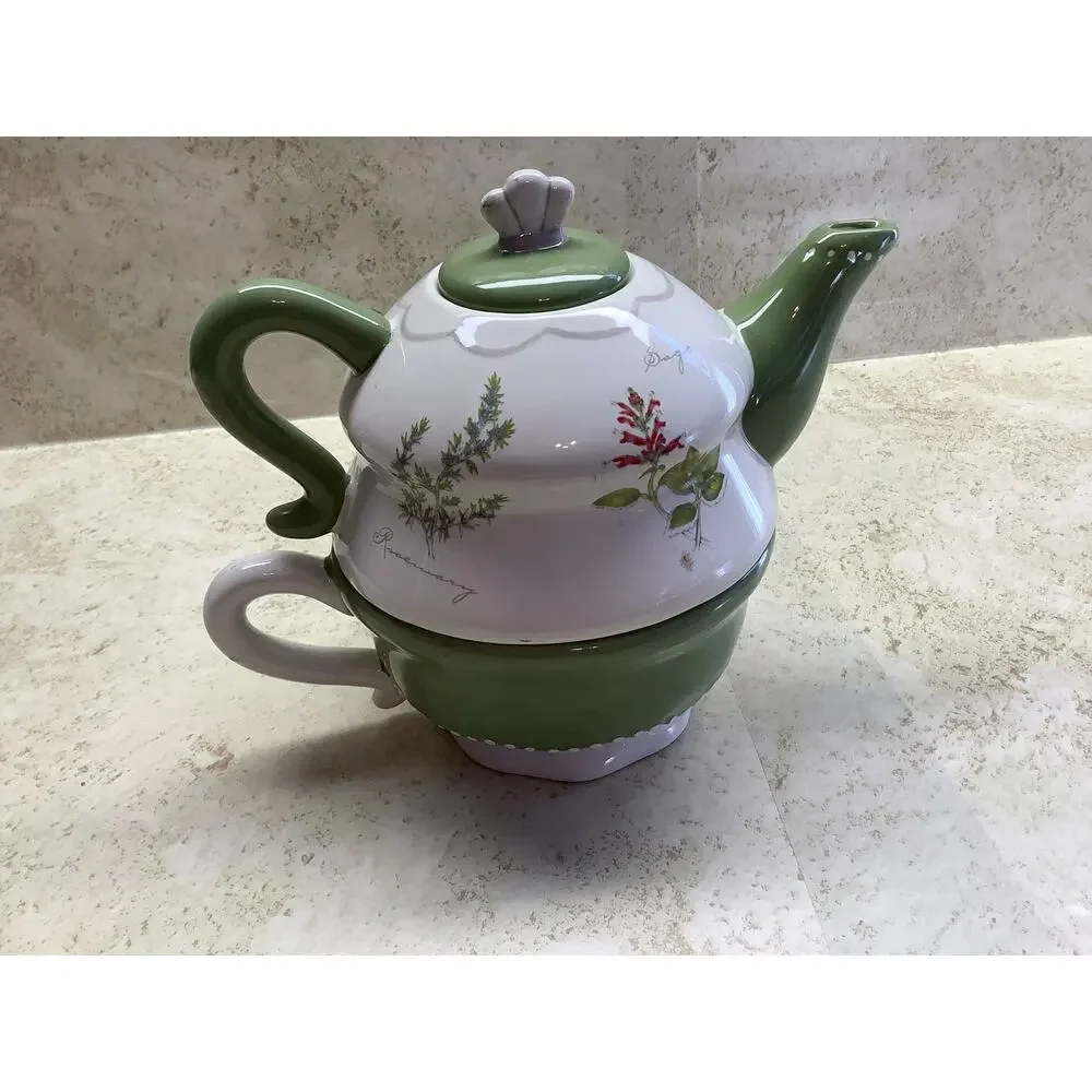 Herb Garden Tea Pot For One - Genuine Sonoma Home Goods - Floral Motif, Lavender